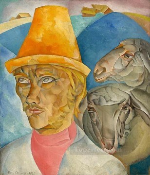 ロシア Painting - 山の羊飼い 1920 ボリス・ドミトリエヴィチ・グリゴリエフ